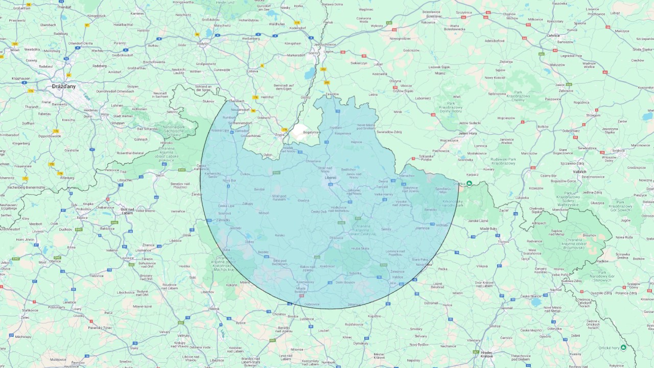 Mapa Liberec a okolí